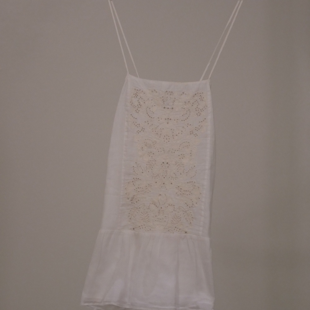 Banana Republic White Peplum Top w/ Beaded Detail